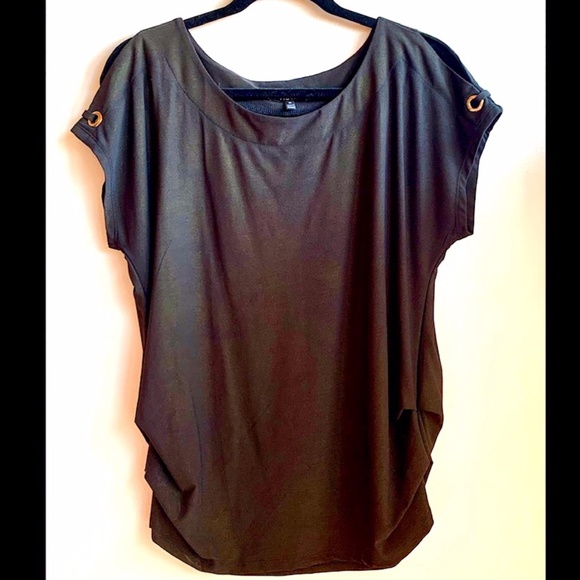 3/$45 ⭐️ A.U.W. Black Blouse with Shoulder Peep SIZE M - Picture 1 of 6